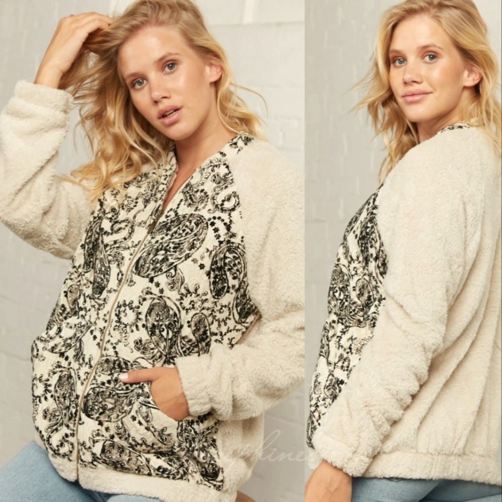 Cream Paisley Print Soft Jacket - Picture 4 of 5